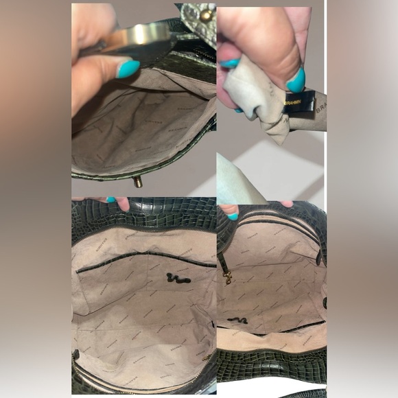 RARE Brahmin Melbourne Collette Double Handle Green Croc-Embossed Shoulder/Tote - Picture 5 of 7